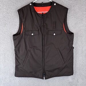 Reversible Insulated Vest Mens XL Brown Safety Orange Zip Sheriff Button Pockets